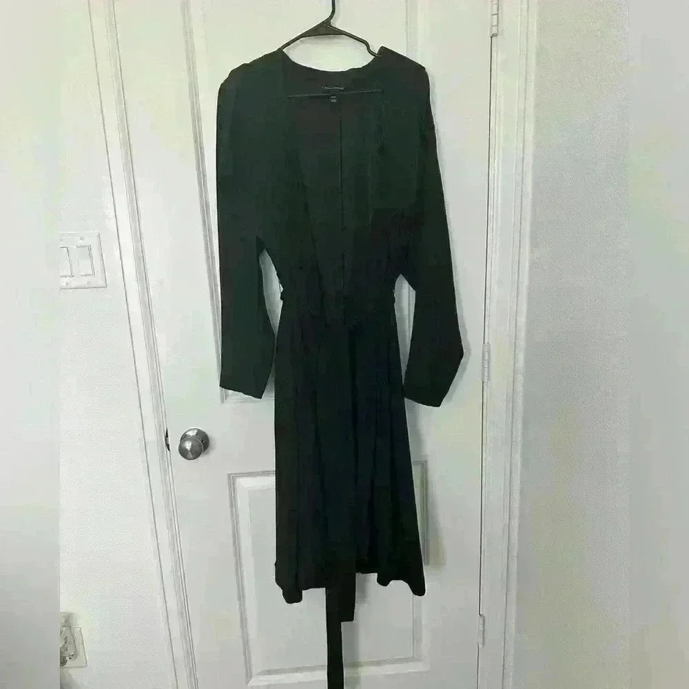 Lane Bryant Black Long  Slimming Fitted Coat With Pockets